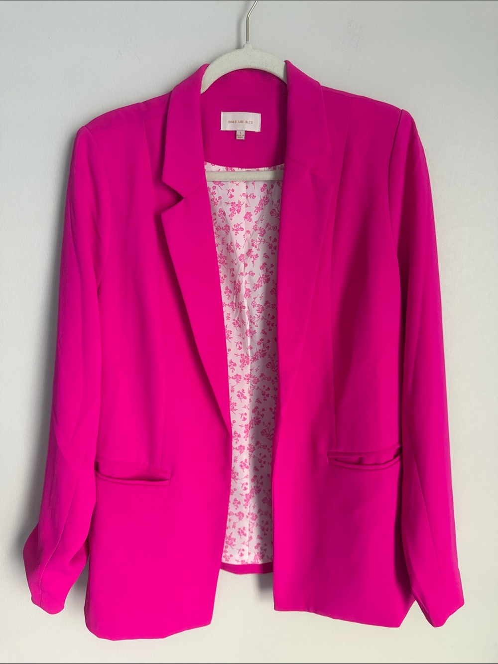Skies Are Blue Vibrant Hot Pink Open Blazer